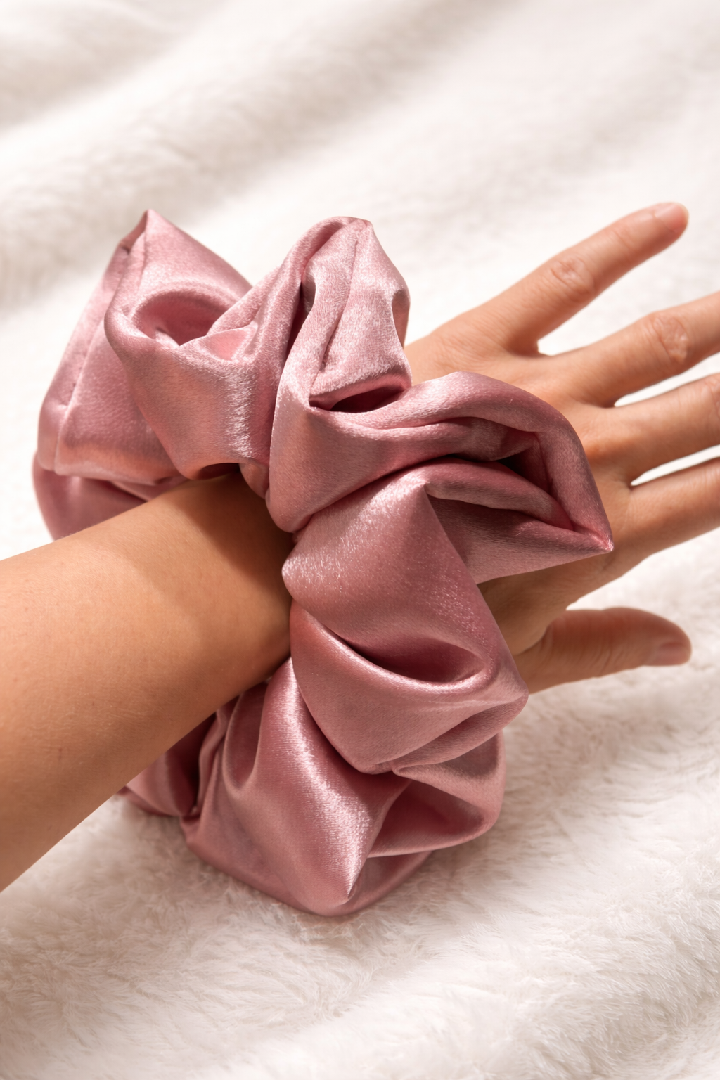 Just Let It Be - Oversized Blush Satin Scrunchie (XXL)