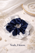 Yeah, I Know - Oversized Navy & White Satin Scrunchie (XXL)