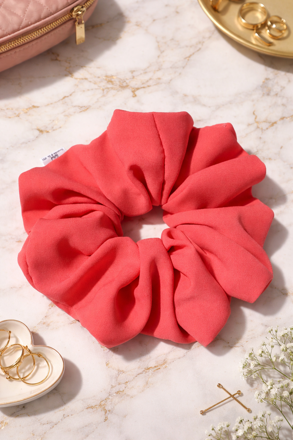 Less of a Problem - Oversized Coral Rayon Scrunchie (XXL)