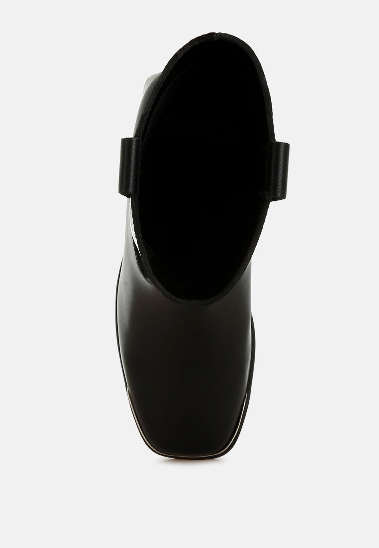 Iliad Genuine Leather Metallic Accent Ankle Boots-3