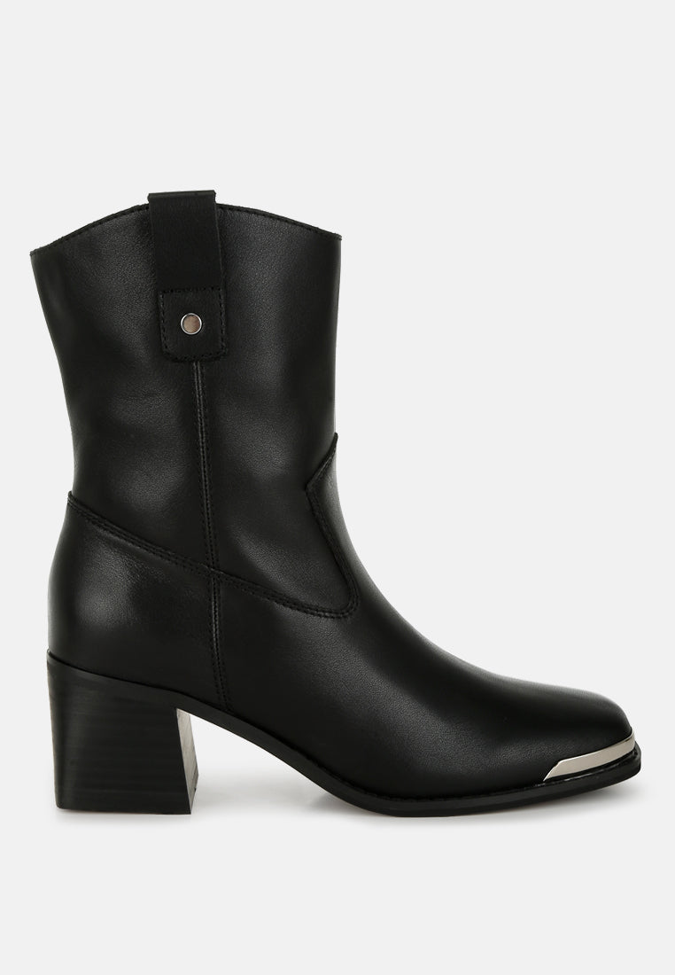 Iliad Genuine Leather Metallic Accent Ankle Boots-0