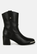 Iliad Genuine Leather Metallic Accent Ankle Boots-0