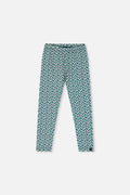 Organic Cotton Leggings Green Daisy Print-0
