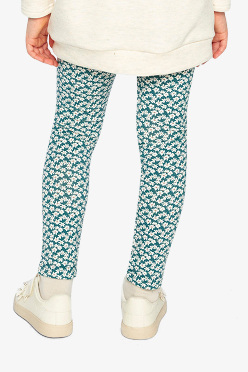 Organic Cotton Leggings Green Daisy Print-3