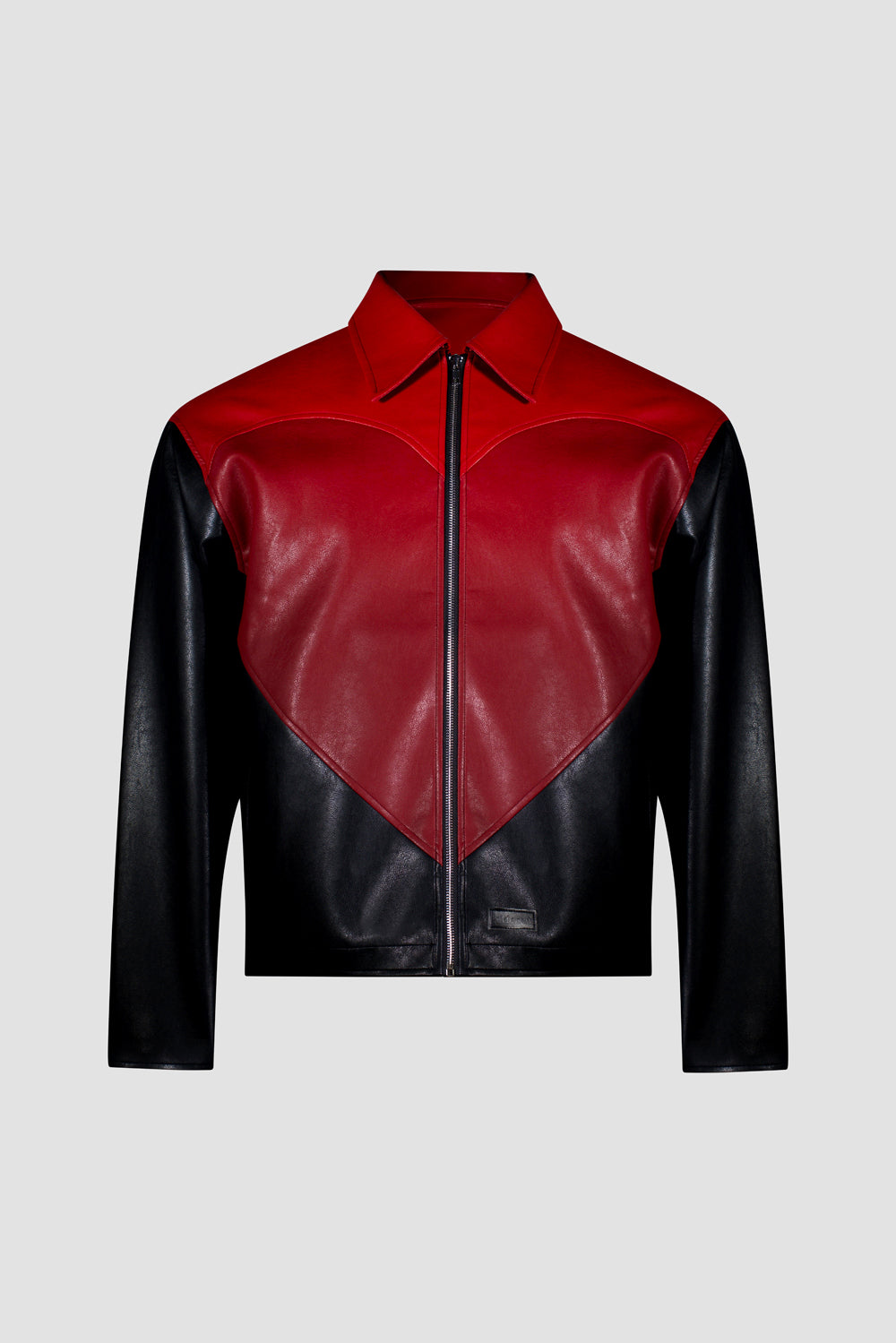 Panel Heart Vegan Leather Jacket-0