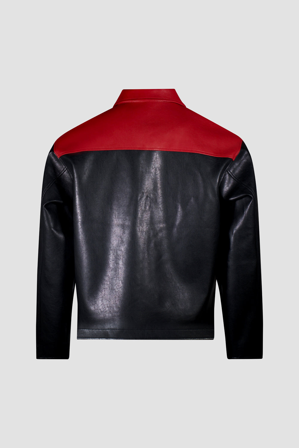Panel Heart Vegan Leather Jacket-2