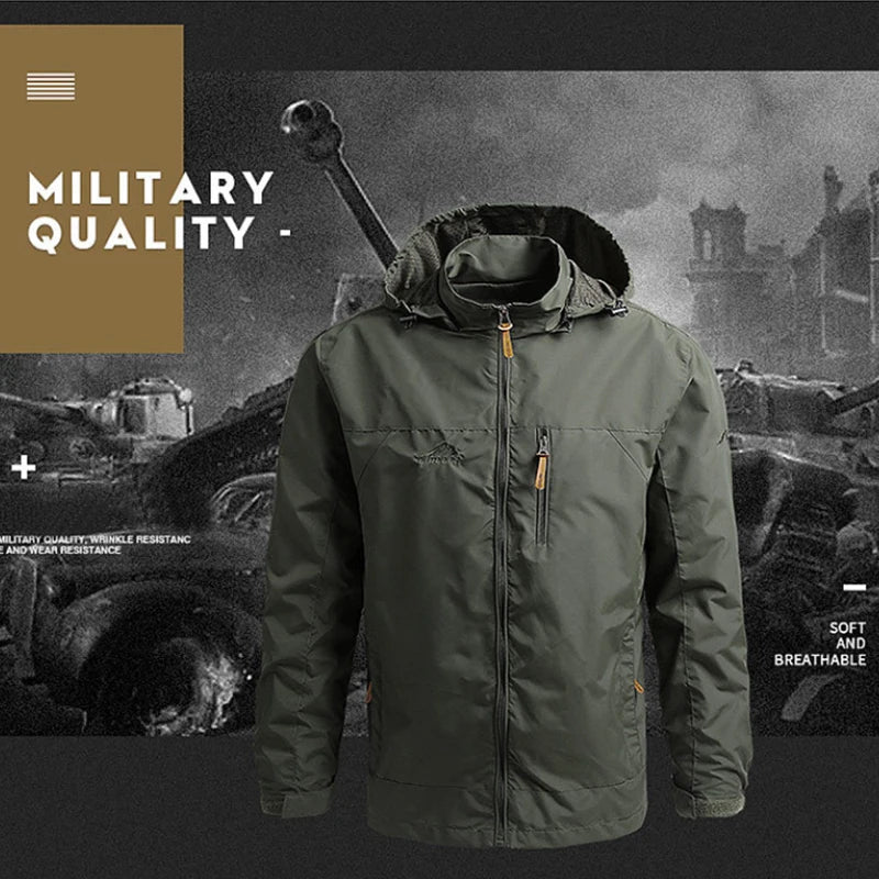 Men's Hooded Outdoor Zip-Front Windbreaker