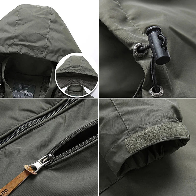 Men's Hooded Outdoor Zip-Front Windbreaker