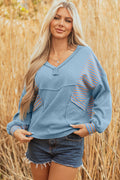 Madison Exposed Seam Waffle Baggy Pullover-0