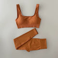 Ribbed Yoga Clothing Sets Women High Waist Leggings and Top Two Piece Set Seamless Tracksuit Fitness Workout Outfits Gym Wear