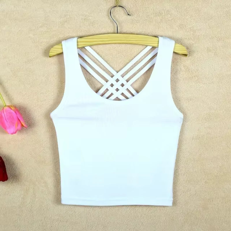Girls Shoulder Straps Crop Tank Tops Teens Underwear Big Children'S Sleeveless Vest Kids Navel Pure Gymnastics Fitness Clothes
