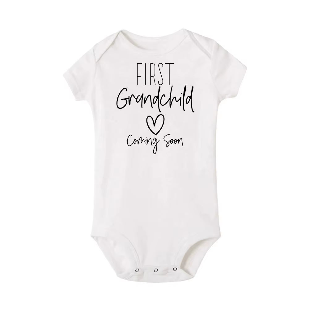 First Grandchild Coming Soon Announcement Newborn Baby Bodysuits Funny Boy Girl Short Sleeve Jumpsuit Gift for New Grandparents