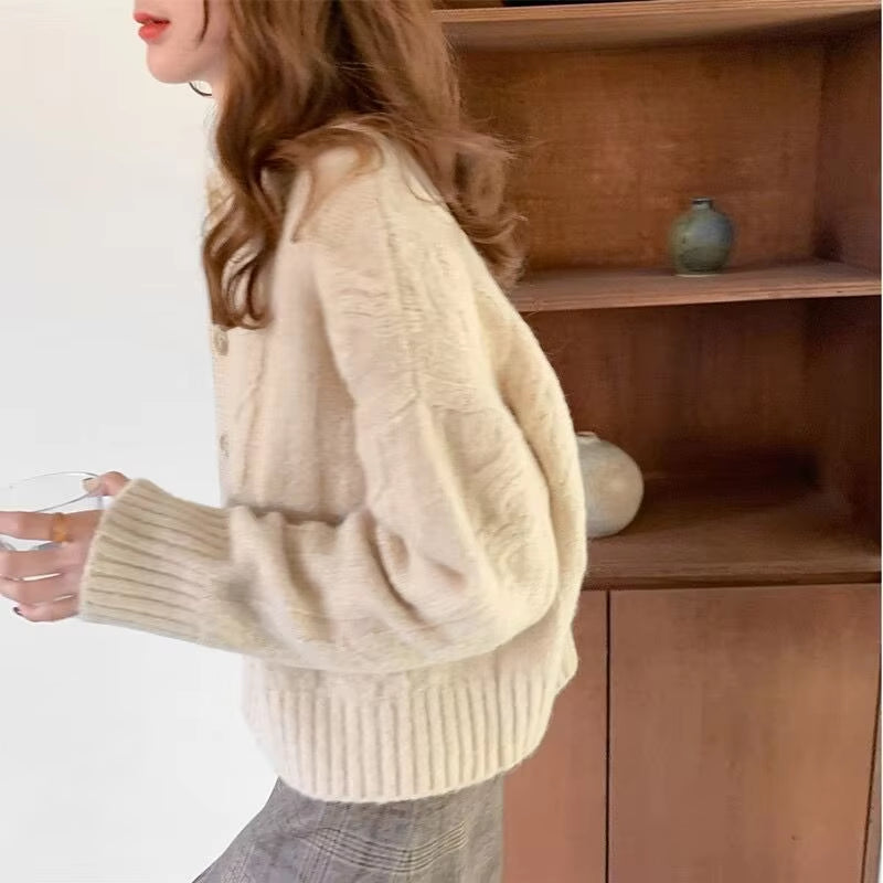 Autumn Winter Clothes Sweater Cardigans Women Korean Fashion New Casual Loose Thick O-Neck Knitted Tops Outerwear Clothes 16053