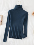 2026 Warm Thick Autumn Winter Women Sweater Pullover Basic Ribbed Sweaters Cotton Tops Knitted Solid Turtleneck with Thumb Hole