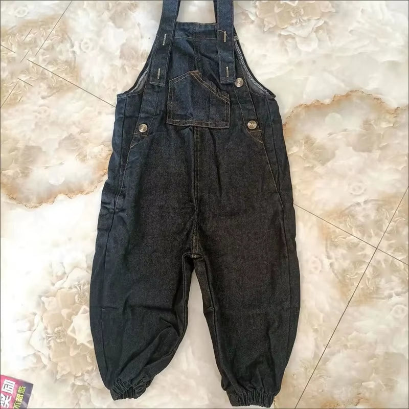 Spring Autumn Girls Black Denim Jeans Baby Casual Pants Loose Overalls Children'S Denim Suspenders Fashion Children'S Clothing