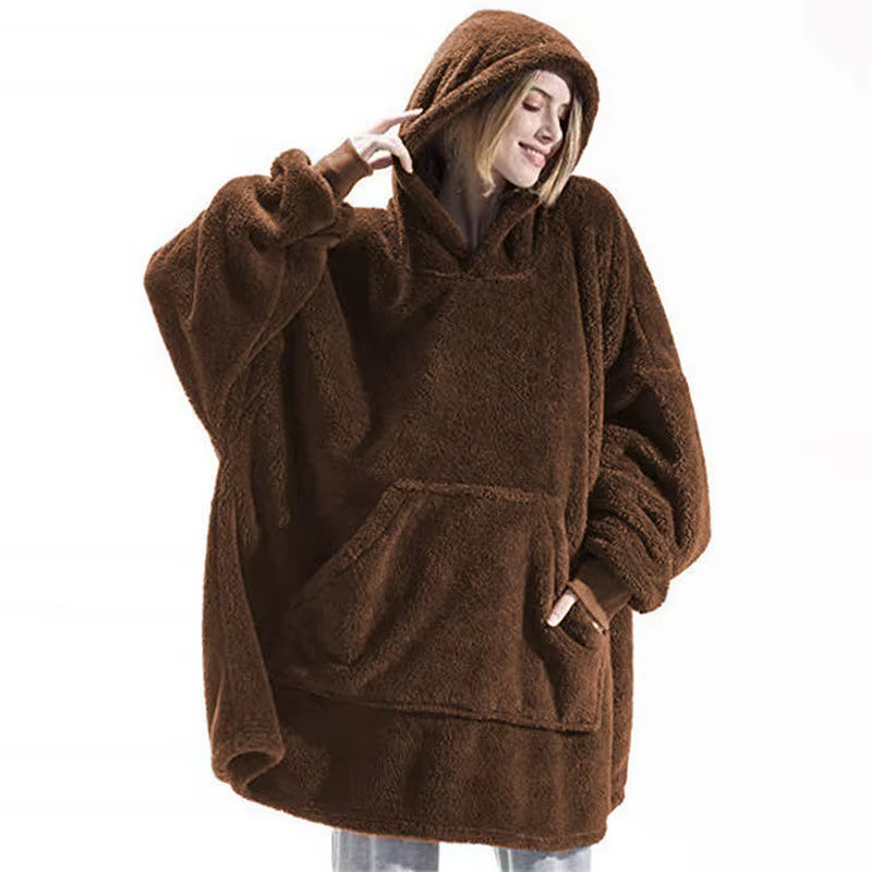 Casual Plush Hooded Sweatshirt for Women Couple'S Home Clothes Long Sleeve Oversize Loose Hoodie Pullover Autumn Winter Long Top