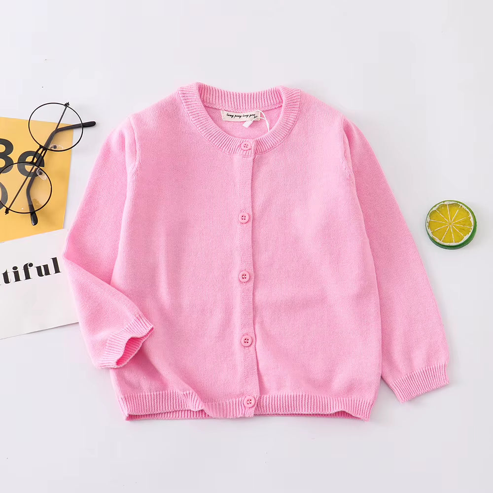 Grey Sweater Cardigans for Babies Children Tops 2024 Spring Autumn Kids Cardigan Boy Girl Knitted Jacket Cotton Toddler Clothes