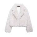 2026 Fall Winter Women Burgundy Casual Faux Fur Jackets Fashion Streetwear Turn down Collar Warm Oversized Thick Coats