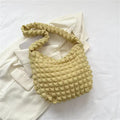 Crossbody Bag with Pleated Design Embroidered Plaid Shoulder Bag Underarm Bags Simple Large Capacity Quilted Tote Bags