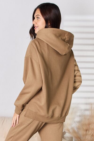 RISEN Drawstring Drop Shoulder Long Sleeve Hoodie-1