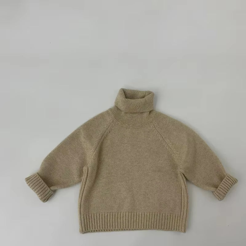 Kids Baby Sweaters Boys Knit Pullover Solid Girls Turtleneck Sweater Knit Wear Outwear