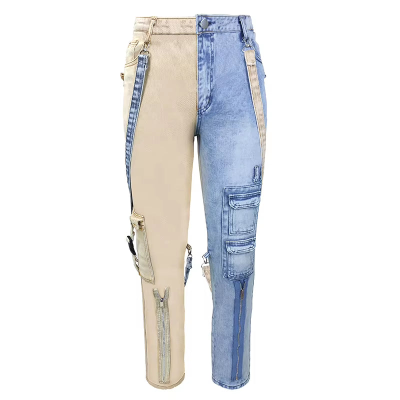Men'S Jeans 2021 High Street Straight Overalls Men'S Oversized Hip-Hop Yellow Blue Denim Trousers Fashion Men'S Casual Jeans