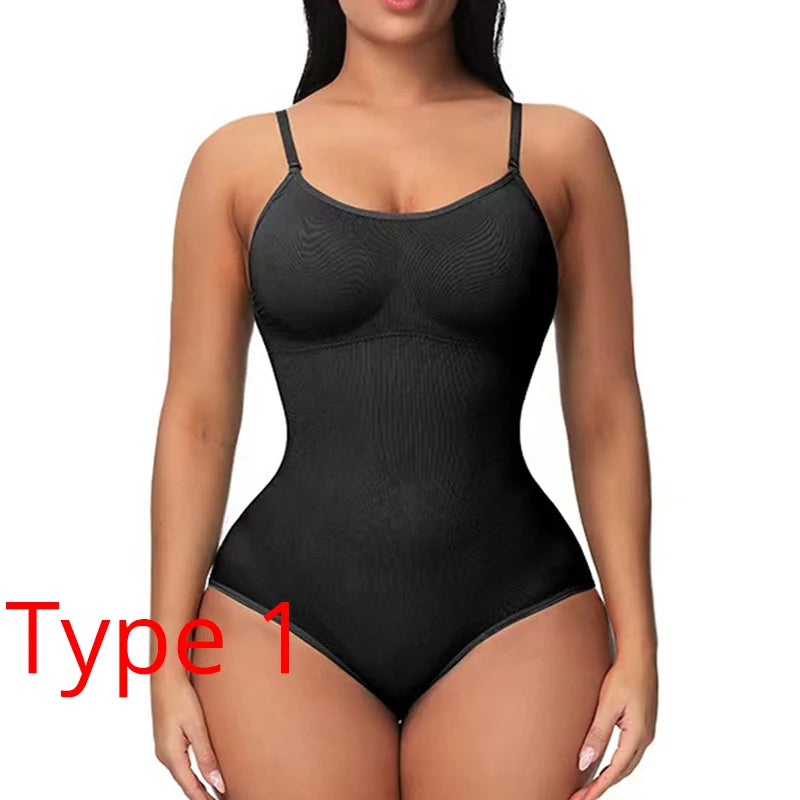 V Neck Spaghetti Strap Bodysuits Compression Body Suits Open Crotch Shapewear Slimming Body Shaper Smooth Out Bodysuit