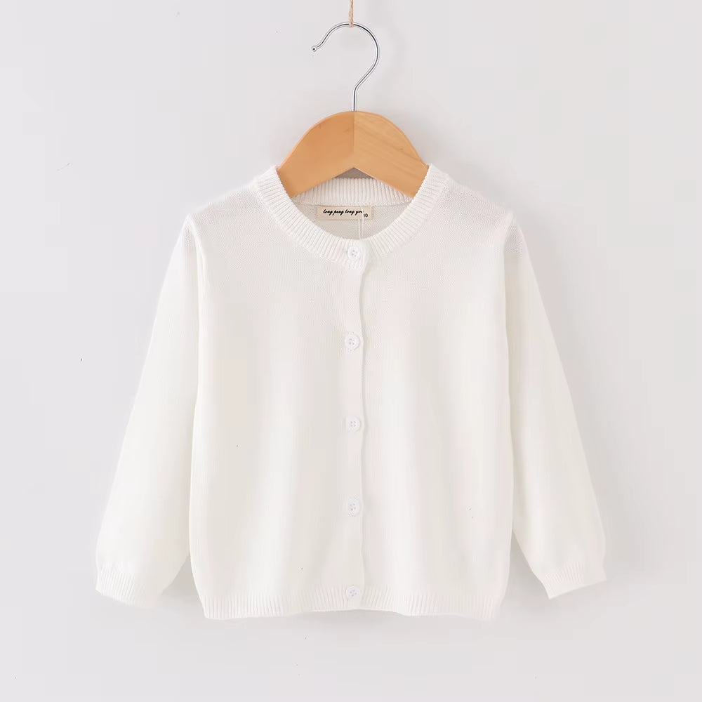 Autumn Girls Clothes Baby Casual Cardigan Solid Open Stitch Boys Soft Coats Children Sweaters Toddler Knit Jackets Full Sleeve