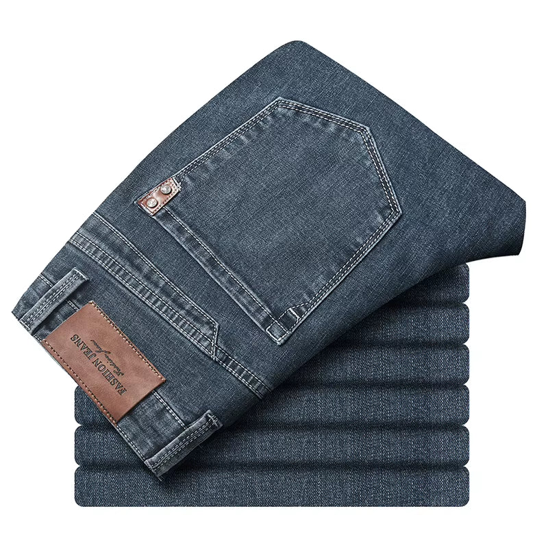 Men'S Slim Jeans 2024 Autumn New Men'S Casual Straight Fall Stretch Denim Trousers Fashion Slim Grey Men'S Jeans