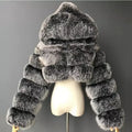 High Quality Furry Cropped Faux Fur Coats and Jackets Women Fluffy Top Coat with Hooded Winter Fur Jacket Manteau Femme