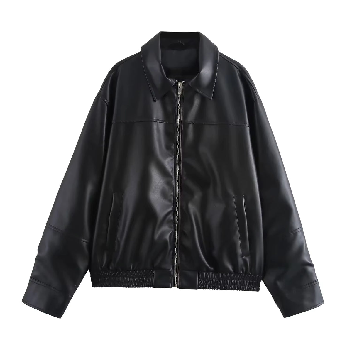2026 Spring Summer Brown Business Casual Faux Leather Women Jackets Chic Valentine‘S Day Spliced Zipper Ladies Jackets