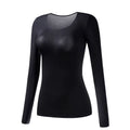 Women'S Thermal Underwear Autumn Winter Bottoming Shirt Long-Sleeved T-Shirt Thin Thermal Top Second Women'S Thermal Skin L-XL