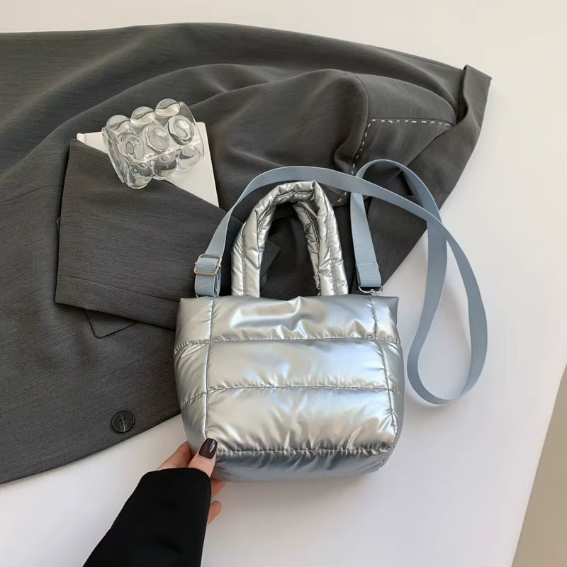 Female Bags Woman Puffy Lightweight Handbag Largecapacity Quilted Shoulder Bag Adjustable Strap Puffer Tote Handbag Shopping Bag