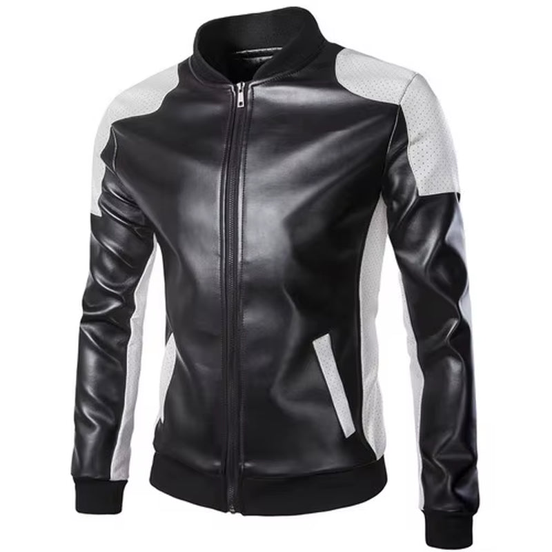 2026 Top Quality Fashion Men White Leather Jackets and Coats Pu Match Color Overcoat M-5XL AYG94