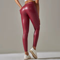 PU Leather Leggings Women Sexy Scrunch Butt Leggings Girls Faux Leather Pants High Waist Push up Casual Leggings 6 Color