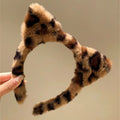 1/2Pcs Faux Fur Headwear Leopard Print Hair Accessories Hair Hoop Washing Face Plush Hair Bands Cat Ears Headbands Party Wear