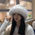Newstyle Female Fashion Knitted Fluffy Real Rex Rabbit Fur Hat Women Outdoor Winter Warm Natural Fox Fur Hats Lady Knit Fur Cap