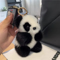 Faux Fur Panda Pendant Plush Doll for Women Bag Ornaments Cute Mink Fur Panda Car Keychain Animal Car Key Chain Birthday Gifts