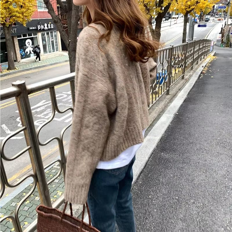 Autumn Winter Clothes Sweater Cardigans Women Korean Fashion New Casual Loose Thick O-Neck Knitted Tops Outerwear Clothes 16053