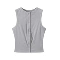 Summer Women Tank Tops Button down Sleeveless Vest Solid Color Basic Crop Shirts Aesthetic Clothes for Streetwear