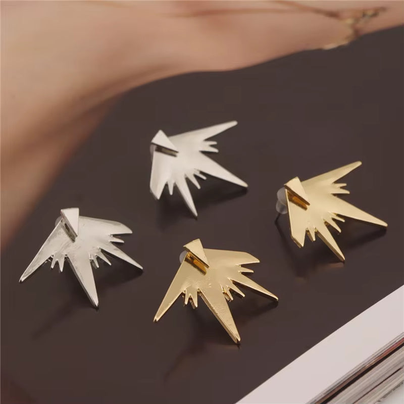 Women Fashion Bar Front and Back Spike Earrings Exaggeration Triangle Ear Jackets