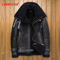 Top Quality Merino Sheepskin Fur Shearling Clothes Khaki Winter Men Casual Genuine Leather Fur Jacket