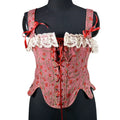 Women Corset Overbust Bustiers Lace up Front Bodices Boned Shaping Tops Petal Corduroy Tank Tops Push Breast Vest Waist Girdle