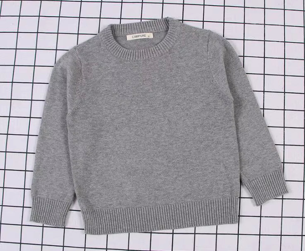 New Winter Boys Sweaters Girls Unisex Kids Knitted Pullovers Sweaters Solid Color Tops Children Thicken Sweater Korean Style