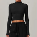 High Neck Yoga Shirts Women Long Sleeve Fitness Running Push up Gym Clothes Workout Dry Fit Breathable High Elastic Sports Top