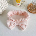 Soft Bow Spa Flannel Cosmetic Headbands Soft Color Fluffy Bowknot Elastic Hair Band Hairlace for Women Shower Makeup Headbands