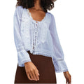 Women'S Y2K Fairy Long Sleeve Square Neck Shirts Lace Patchwork See-Through Tie-Up Front Button-Down Blouse Crop Tops