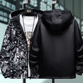 Strewear Graffiti Printed Fashion Reversible Jacket Men Thin Hooded Jackets Windbreakers Clothing plus Size M-5XL
