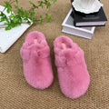 Minimalist Women'S Fur Slippers Luxury Designer Woman Fluffy Faux Fur Mules Shoes Autumn Winter Outdoor Comfortable Slippe Woman