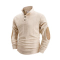 Spring Autumn Men'S Casual Stand-Up Collar Long Sleeve Jacquard Knitted Pullover Sweater Button Stand-Up Henry Sweatshirt